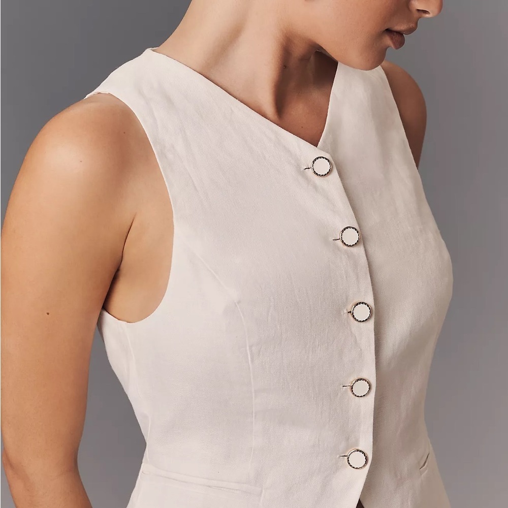 Reformation Top Aspen Linen Vest‎ Sz 4 - Picture 2 of 9